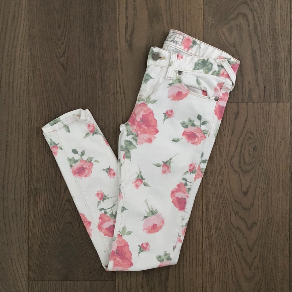 Free People Floral Denim